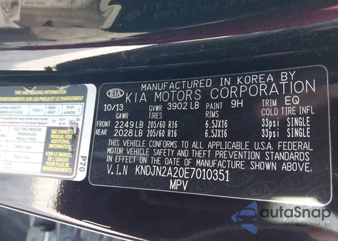 2014 Kia Soul z USA, uszkodzony, nr VIN KNDJN2A20E7010351